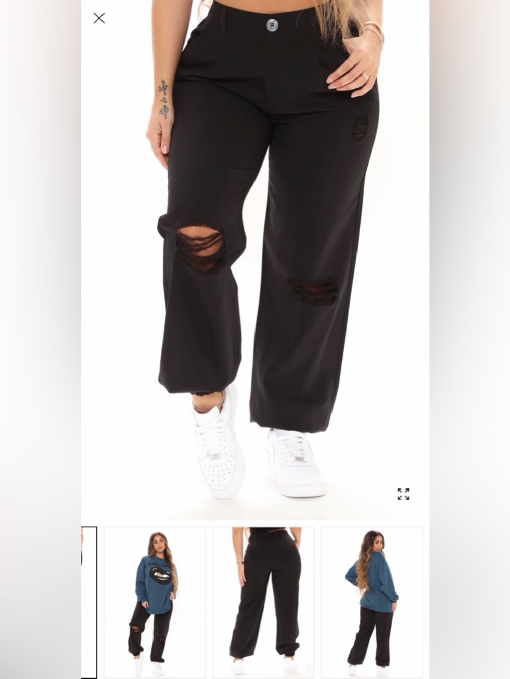 Fashion Nova Distressed Black Joggers